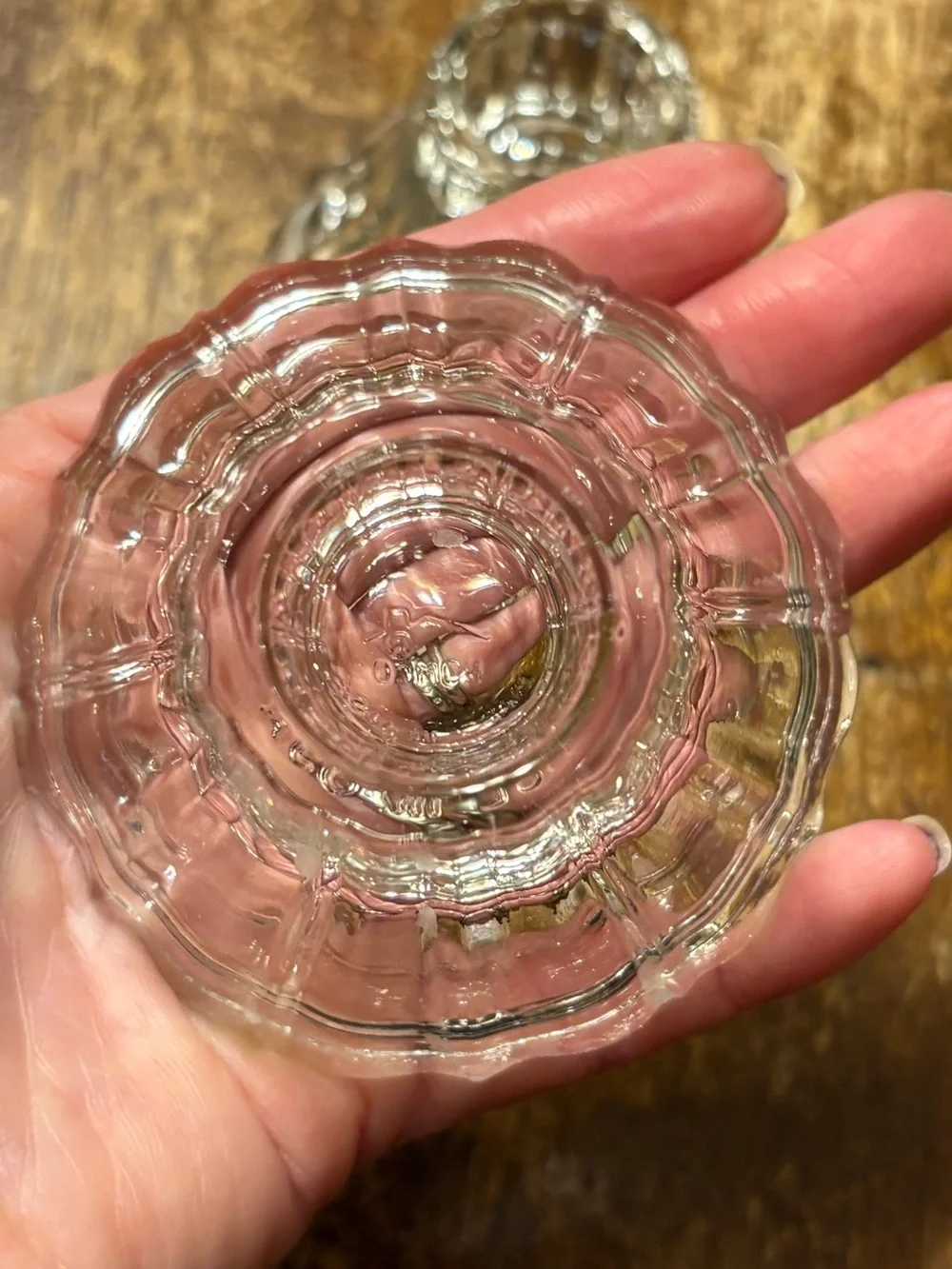 Vintage HOMCO Home Interiors Clear Glass Candle Holders Pair Made in USA Scallop